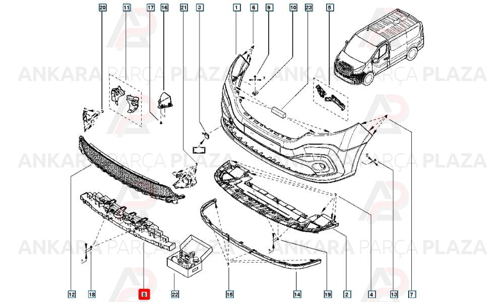 Trafic Tampon İç Destek Plastiği Ön 2015 - 2016 Meydan