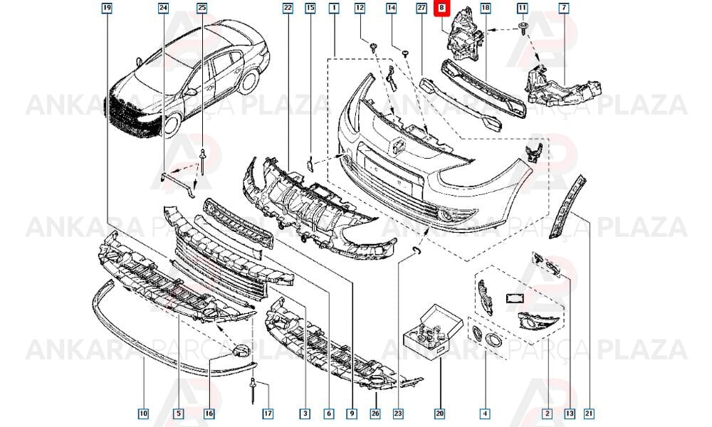 Fluence Far Montaj Braketi Ön Sağ 2009 - 2012 Meydan