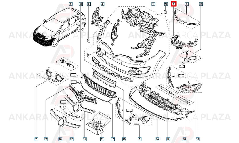 Renault Megane 3 Hb 14 - 15 Ön Tampon Braketi Sol Meydan