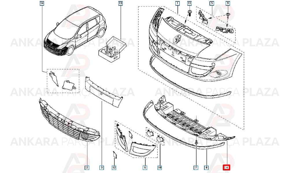 Megane Grand Scenic 3 Tampon Alt Muhafazası Ön Alt 2010 - 2012 Meydan