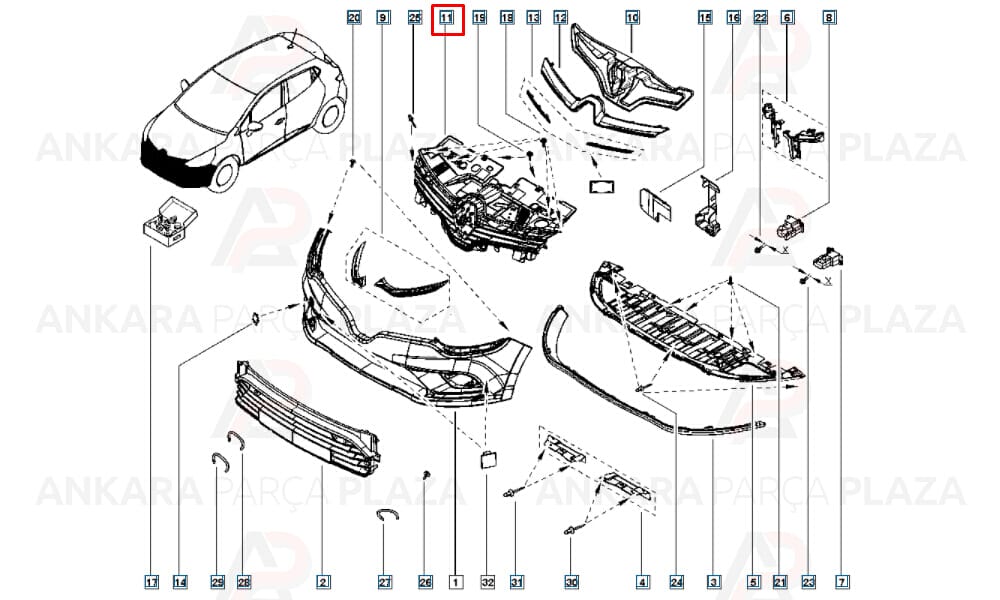 Renault Clio Sport Tourer 16 - 18 Ön Panjur Dış Gövde 622562397R