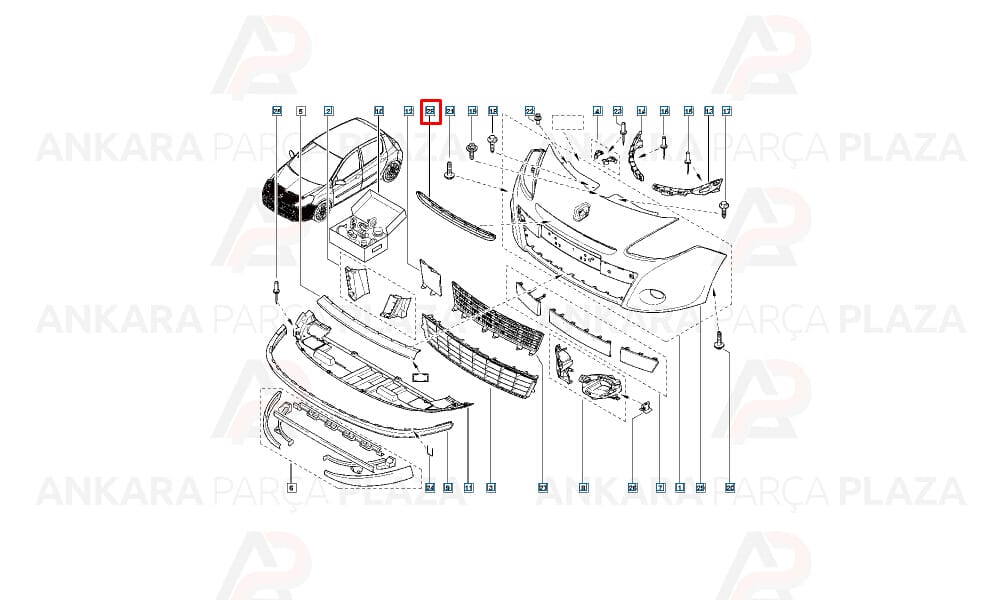 Renault Clio Hb 09 - 12 Ön Tampon Panjuru Üst Siyah 622565519