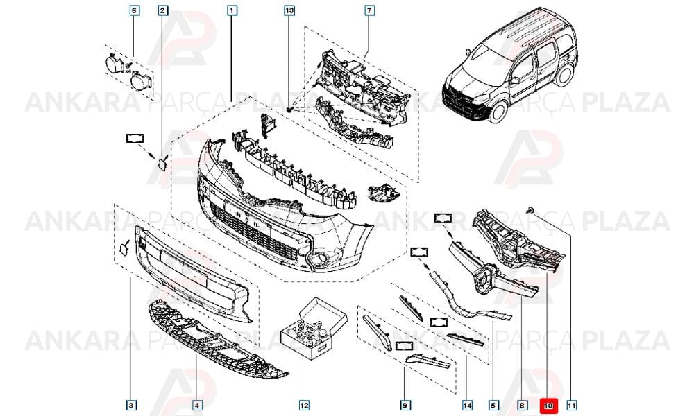 Renault Kangoo 14 - 18 Ön Panjur İç Gövde 623101381R