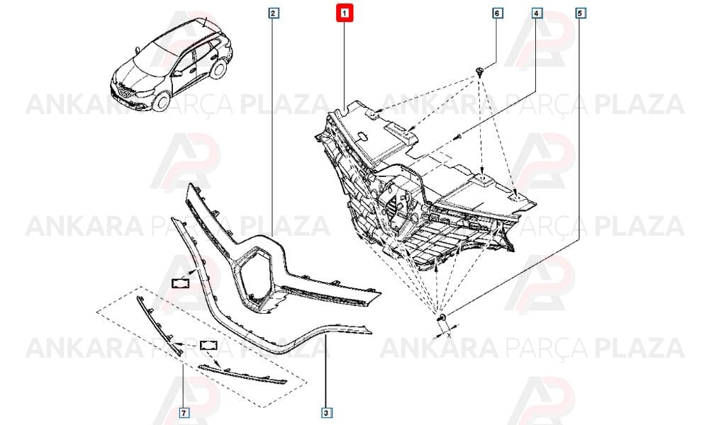 Renault Kadjar 15 - 18 Ön Panjur Siyah 623106152R