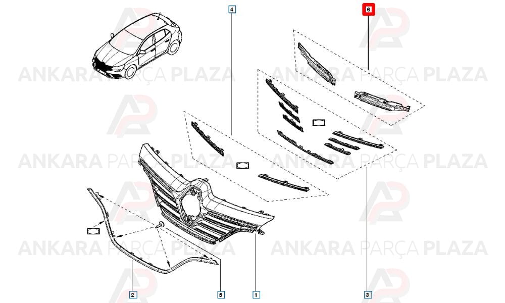 Megane 4 Ön Panjur Bağlantı Braketi Üst Sağ Sol 2016 - 2020 Meydan