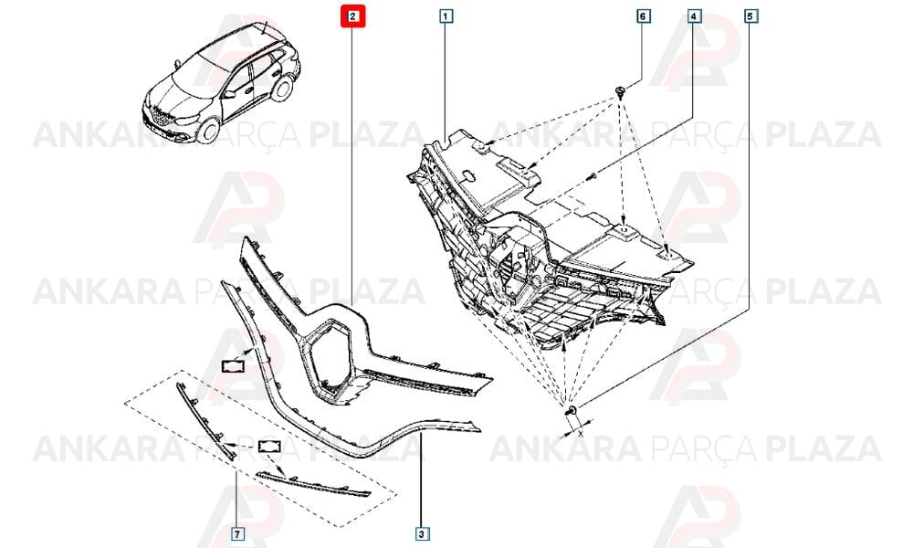 Kadjar 15 - 20 Ön Panjur Çıtası Siyah Arma Yeri 623829863R