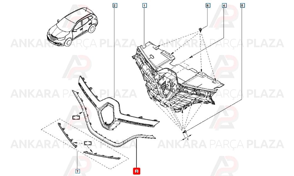 Renault Kadjar 15 - 20 Ön Panjur Alt Çıtası Nikelajlı 623856800R