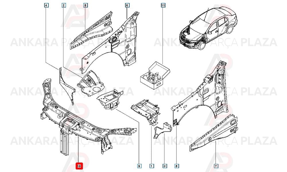 Symbol 13 - 20 Ön Panel Siyah Boyalı 625044173R