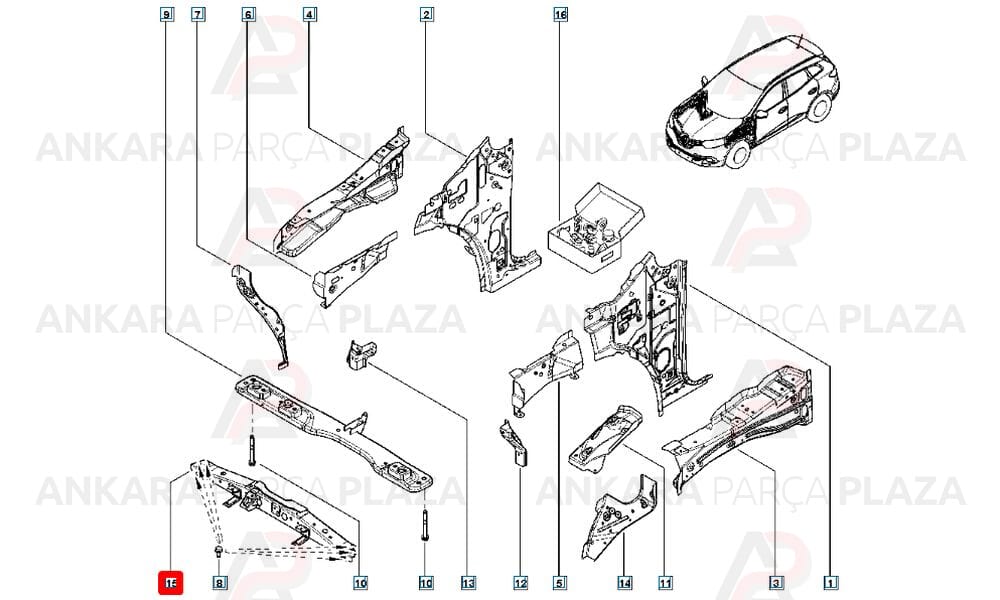 Kadjar 15 - 20 Ön Panel Üst Parça 625048160R