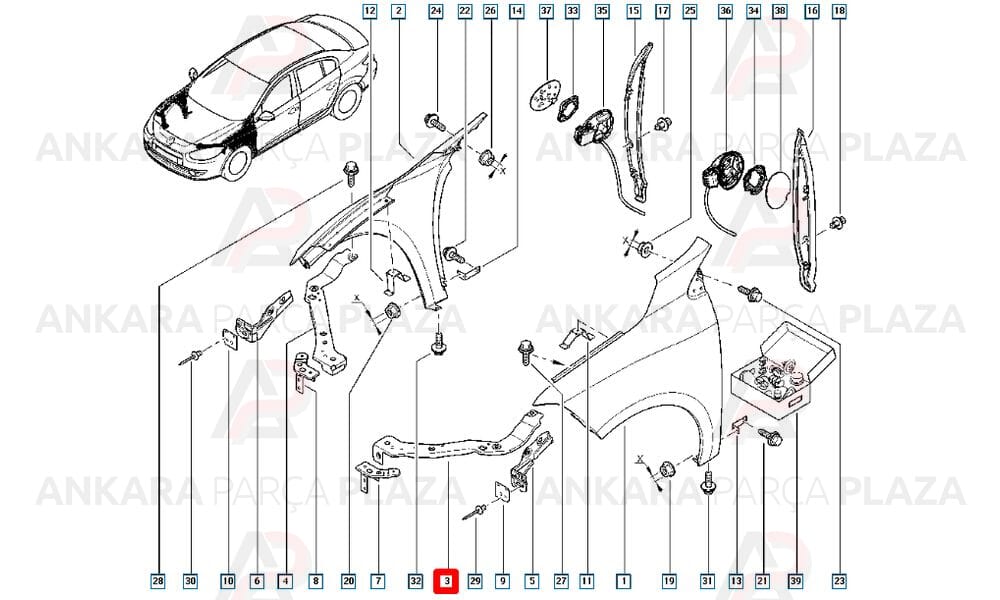 Megane 3 Hb 10 - 13 Ön Panel Yan Parça Sol Meydan