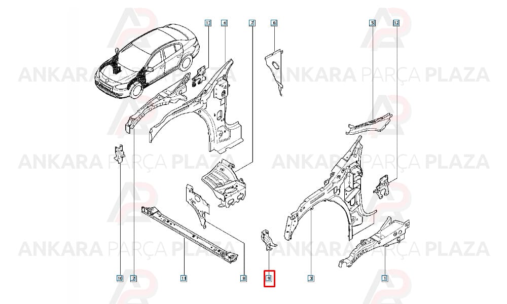 Fluence Travers Bağlantısı Bağlantı Parçası Sol 625138842R