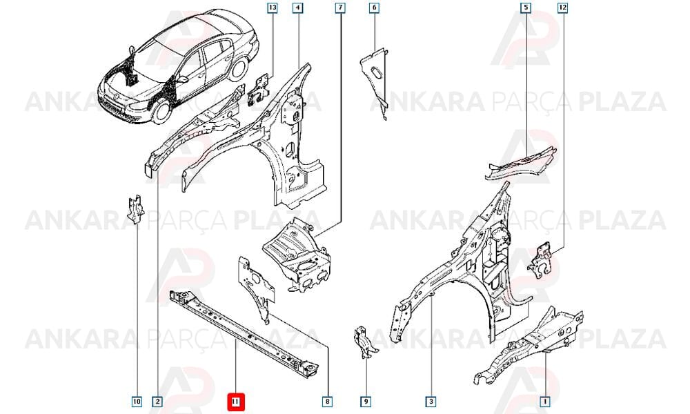 Fluence 09 16 Ön Panel Alt Parça Radyatör Alt Bağlantı 625300006R