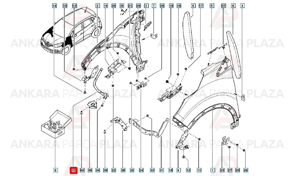 Captur 13 - 19 Far Alt Bağlantı Braketi Sağ Meydan