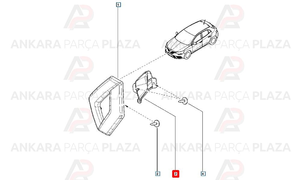 Ön Logo Bağlanti Ayaği Megane 4 Panjur Arma Alt Parçasi