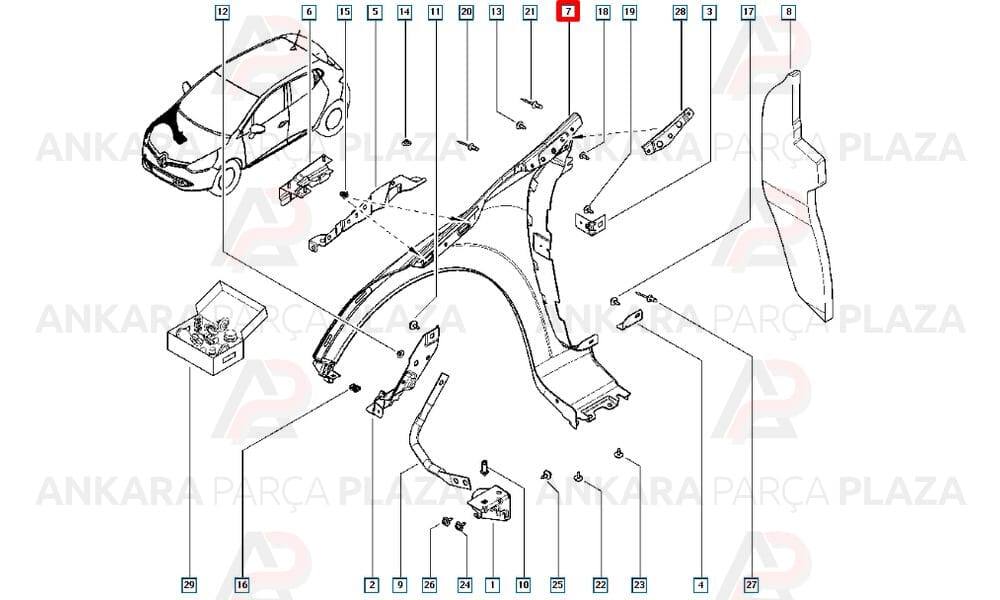 Clio Ön Çamurluk Sağ 2013 - 2018 Arası Hatchback Astarlı Meydan