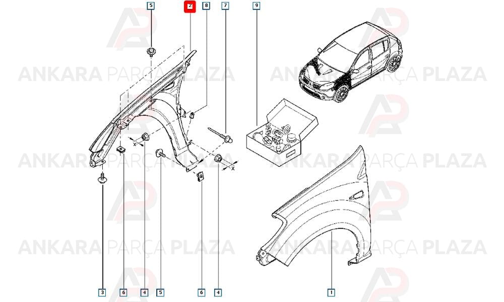 Sandero Stepway Ön Çamurluk Sağ 2008 - 2010 Arası Meydan