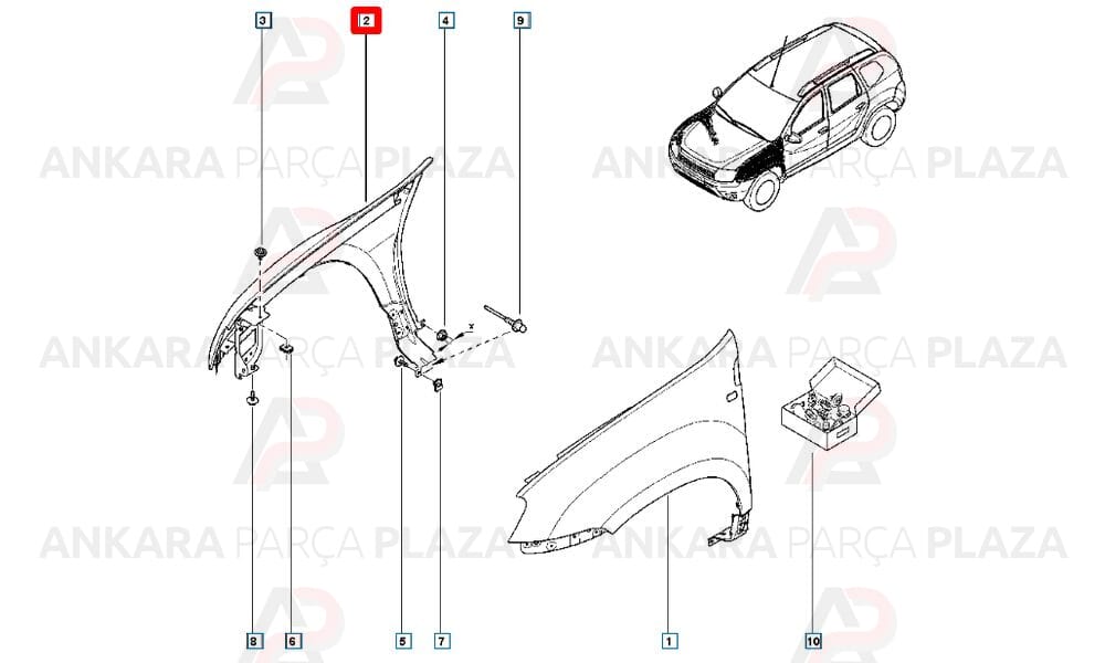 Duster Ön Çamurluk Sağ 2011 - 2017 Arası Meydan