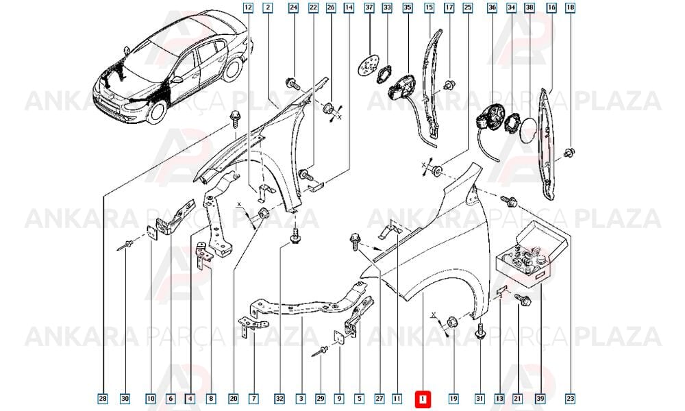 Megane 3 Ön Çamurluk Sol Orijinal 631019031R