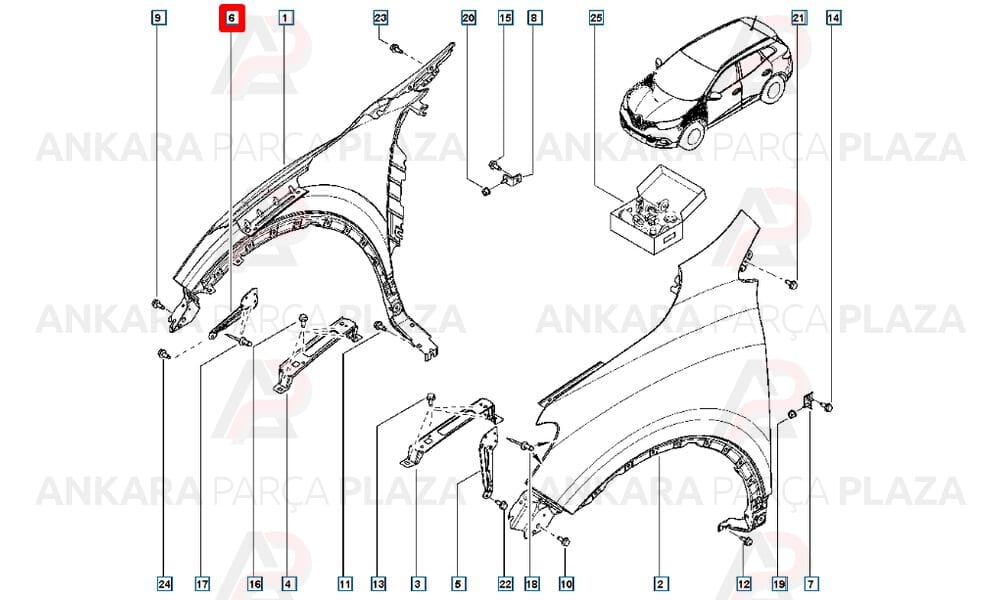Kadjar Ön Tampon Bağlantı Braketi Sağ 631429056R