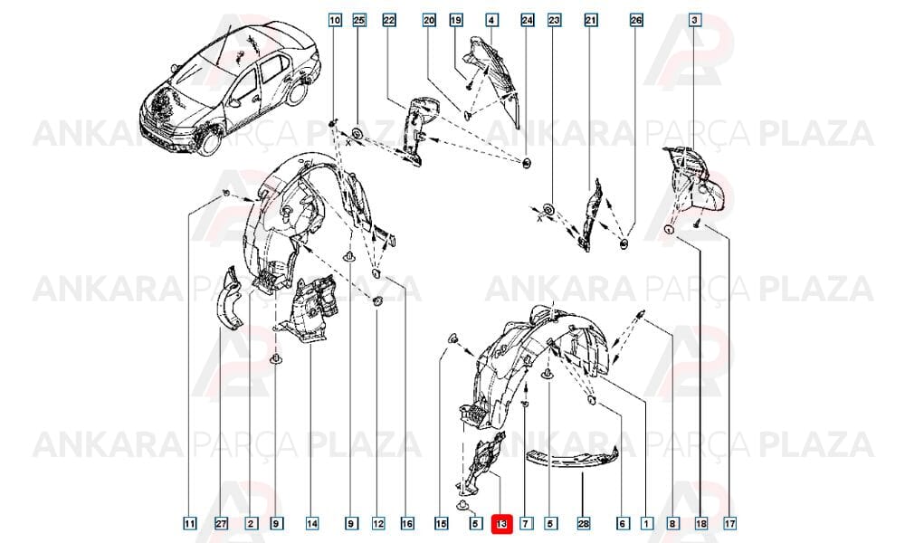 Clio Symbol Şase Bakaliti Ön Sol 2013 - 2020 Meydan