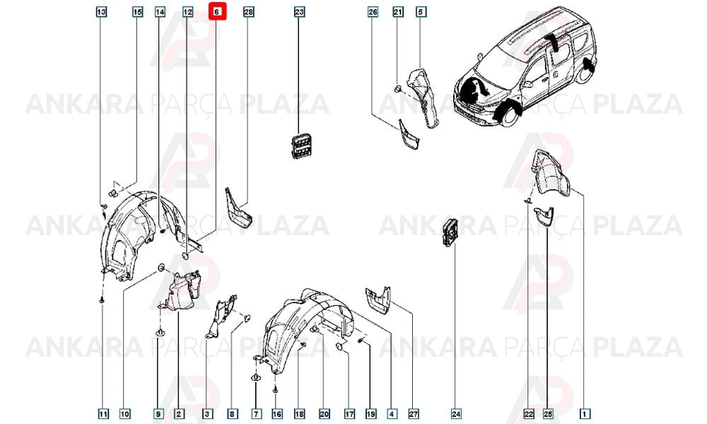 Dokker, Lodgy Ön Çamurluk Davlumbazı Sağ 2012 - 2017 Arası Orijinal 638402753R