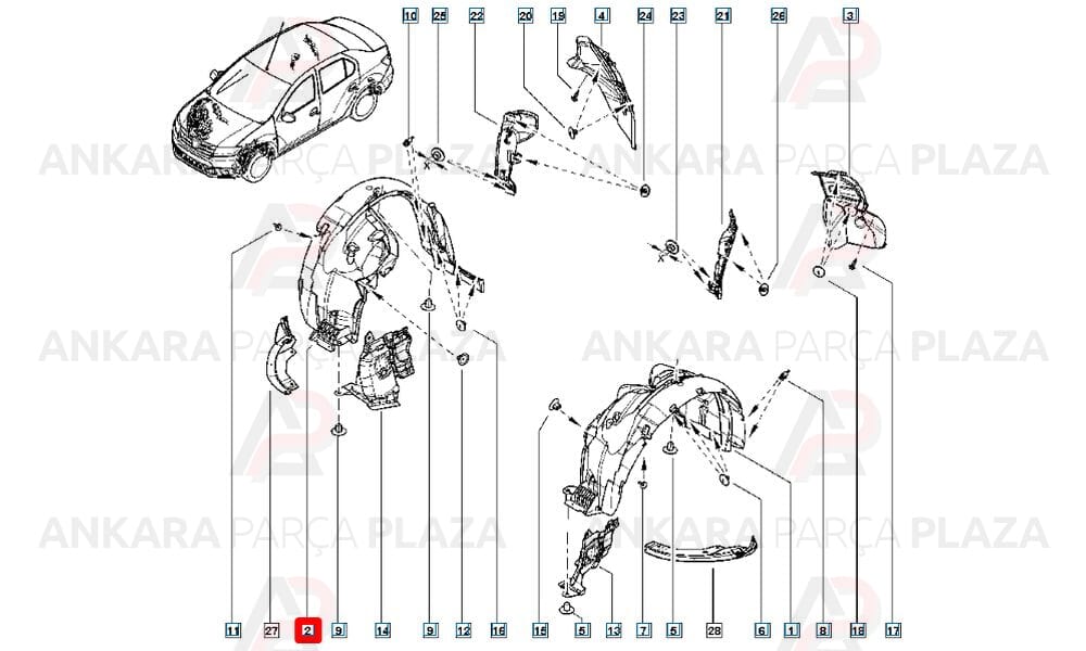 Symbol, Logan, Sandero Ön Çamurluk Davlumbazı Sağ 2010 - 2018 Arası Sodsan