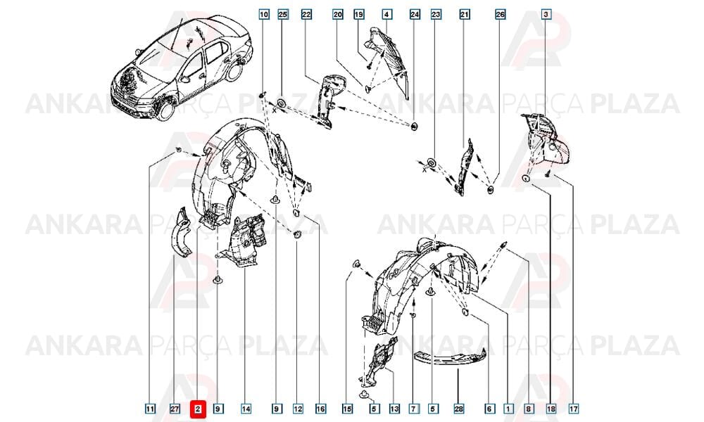 Megane 4 Ön Çamurluk Davlumbazı Sağ 2016 Sonrası Dega