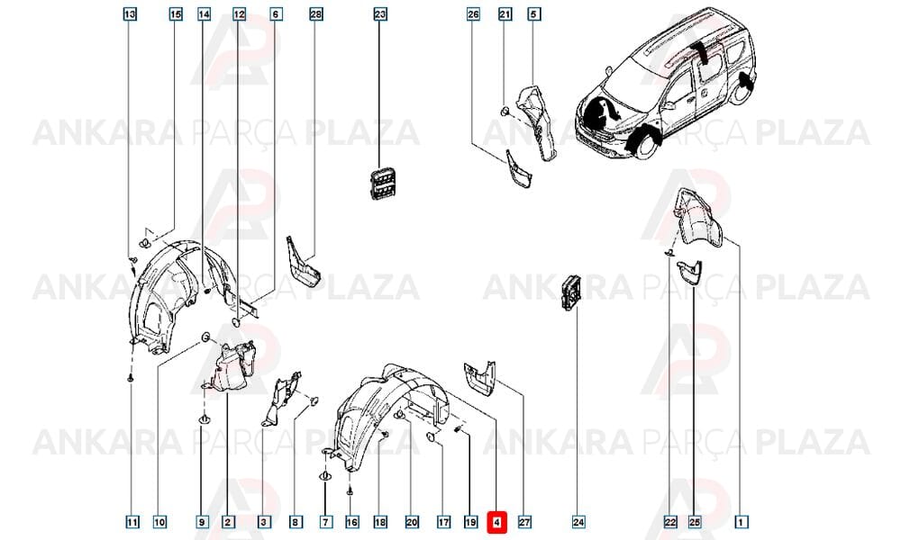 Dokker, Lodgy Ön Çamurluk Davlumbazi Sol 2012 - 2017 Arası Orijinal 638411852R