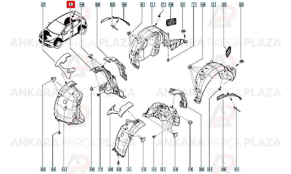 Clio 4 Ön Çamurluk Davlumbazı Önün Arkası Sağ 2013 - 2018 Arası Hatchback Sodsan