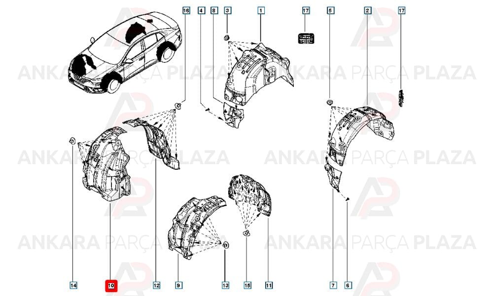 Megane 4 Ön Çamurluk Davlumbazı Önün Önü Sağ 2016 Sonrası Sodsan