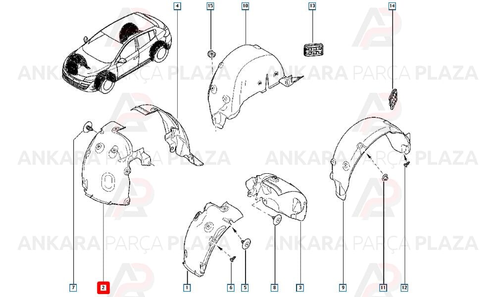 Megane 3, Fluence Ön Çamurluk Davlumbazı Önün Önü Sağ Meydan