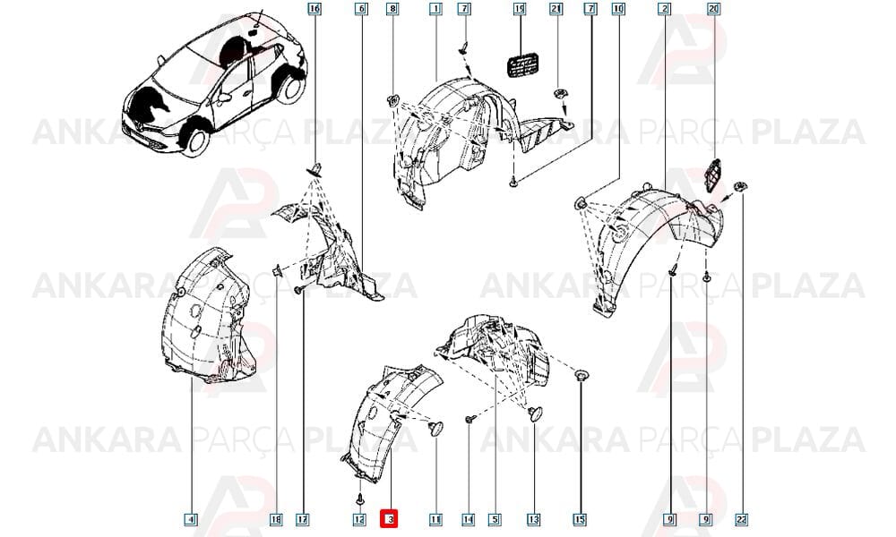 Clio 4 Ön Çamurluk Davlumbazı Önün Önü Sol Sodsan