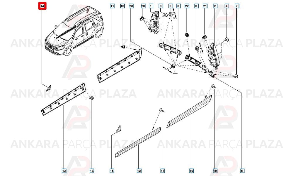 Lodgy 12 - 20 Kapı Ayna Muskası Sağ 638743083R