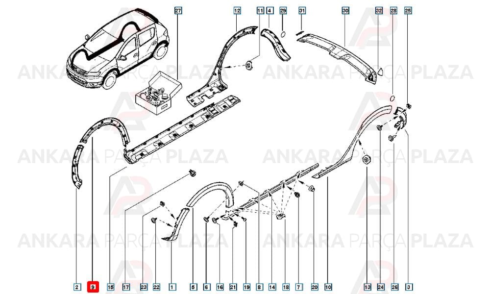 Sandero 13 - 20 Ön Çamurluk Ağzı Plastiği Sağ Meydan