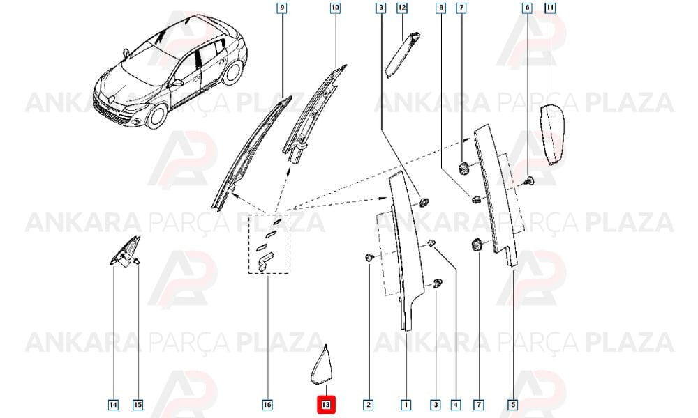 Ön Çamurluk Bakaliti Sol Megane 3 Fluence