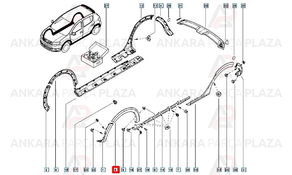 Sandero 13 - 20 Ön Çamurluk Ağzı Plastiği Sol Meydan
