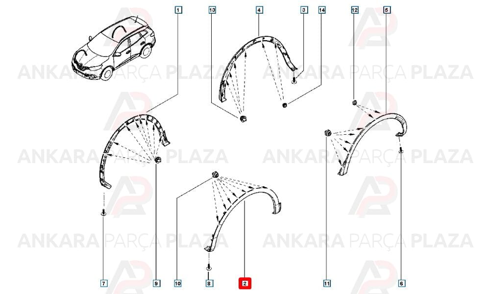 Renault Kadjar 15 - 20 Ön Çamurluk Ağzı Plastiği Sol Meydan