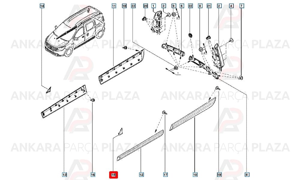 Lodgy 12 - 20 Kapı Ayna Muskası Sol 638756739R