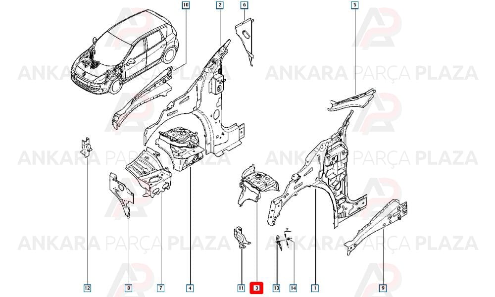 Megane, Scenic 3 Ön Sol Direk Takviye Saci Orijinal 641112497R