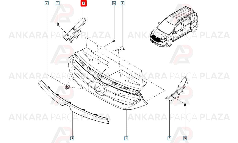 Dacia Dokker 13 - 20 Ön Panjur Bağlantı Braketi Sağ 648E29528R