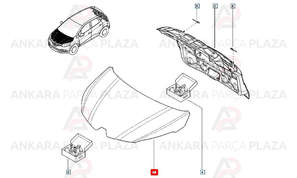 Captur 13 - 19 Motor Kaputu Siyah 651000391R