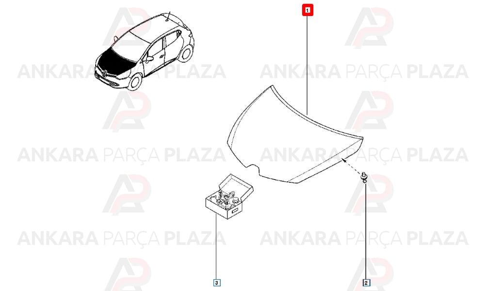 Clio 13 - 16 Motor Kaputu Siyah Çekomastikli 651009833R