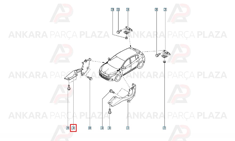 Sağ Kaput Menteşesi Megane 3 Coupe 654000020R