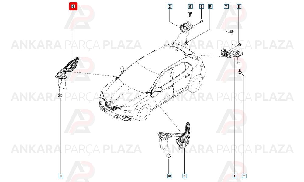Kaput Menteşesi Sağ Megane 4 Fluence 654002203R