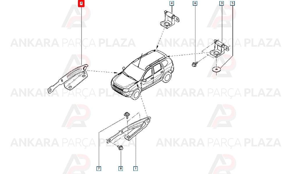 Dacia Duster 10 - 17 Kaput Menteşesi Sağ 654009401