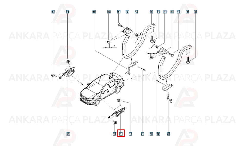 Renault Symbol 13 - 20 Kaput Menteşesi Sol 654013159
