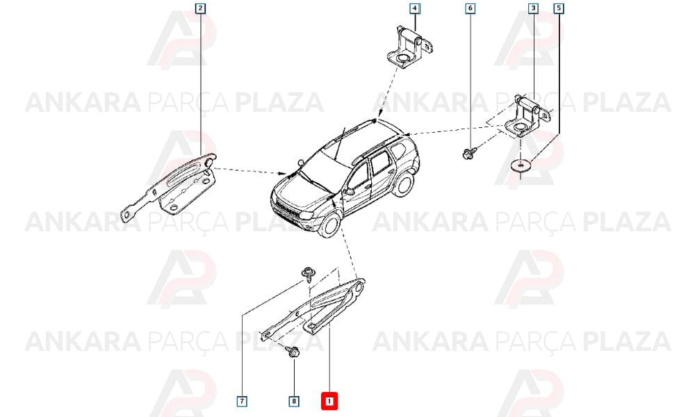 Dacia Duster 10 - 17 Kaput Menteşesi Sol 654013159
