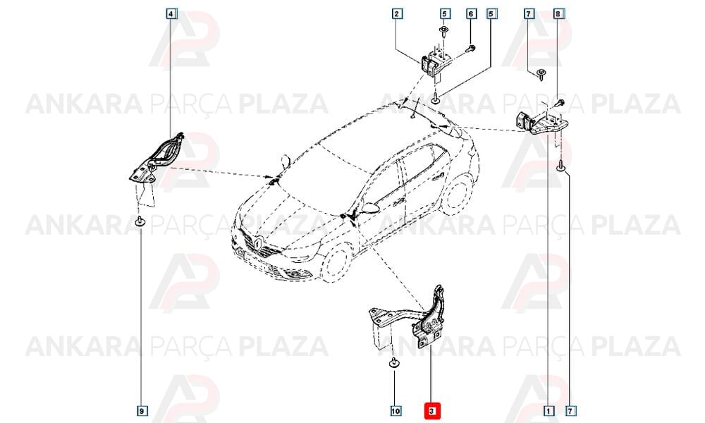 Kaput Menteşesi Sol Megane 4 Fluence 654012880R