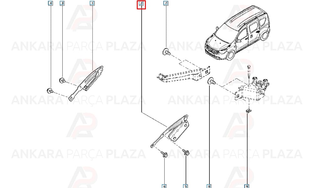 Dacia Lodgy 12 - 20 Kaput Menteşesi Sol 654017334R