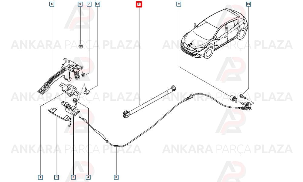 Kaput Amortisörü Renault Megane 3 Hb 2009 >